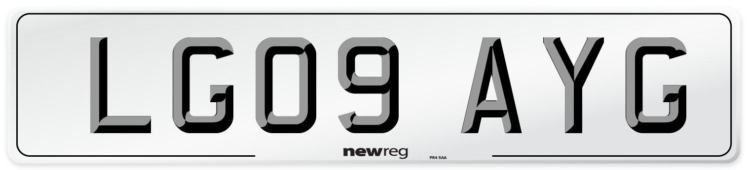 LG09 AYG Number Plate from New Reg